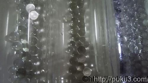 吸水ビーズのふくらみ具合