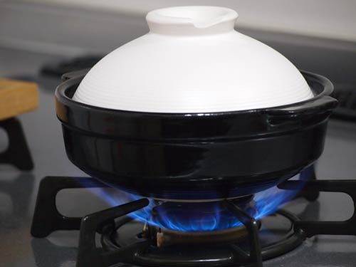 ガスコンロで加熱