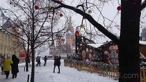 クリスマスマーケットと聖ワシリー寺院